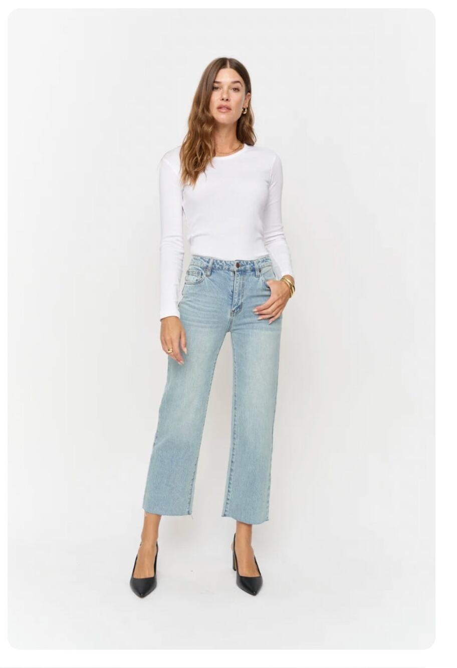 Oliver Logan Aberdeen Wide Leg Crop Jeans in Light Indigo Worn sz 27